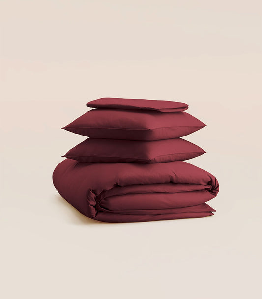 Parure en percale de coton - Rouge Tanin
