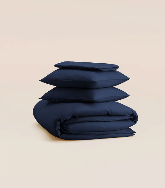 Parure en percale de coton - Bleu Océan