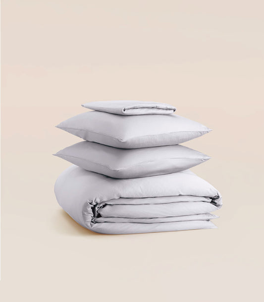 Parure en satin de coton - Gris écume