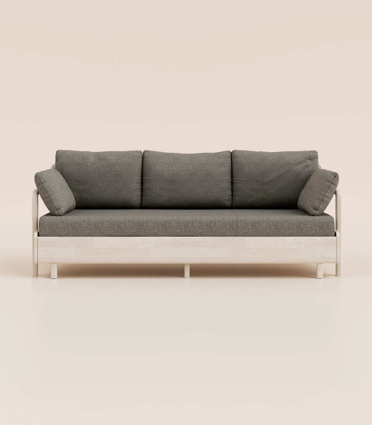 #fr#Tissu Gris|Bois clair|Accoudoirs en bois