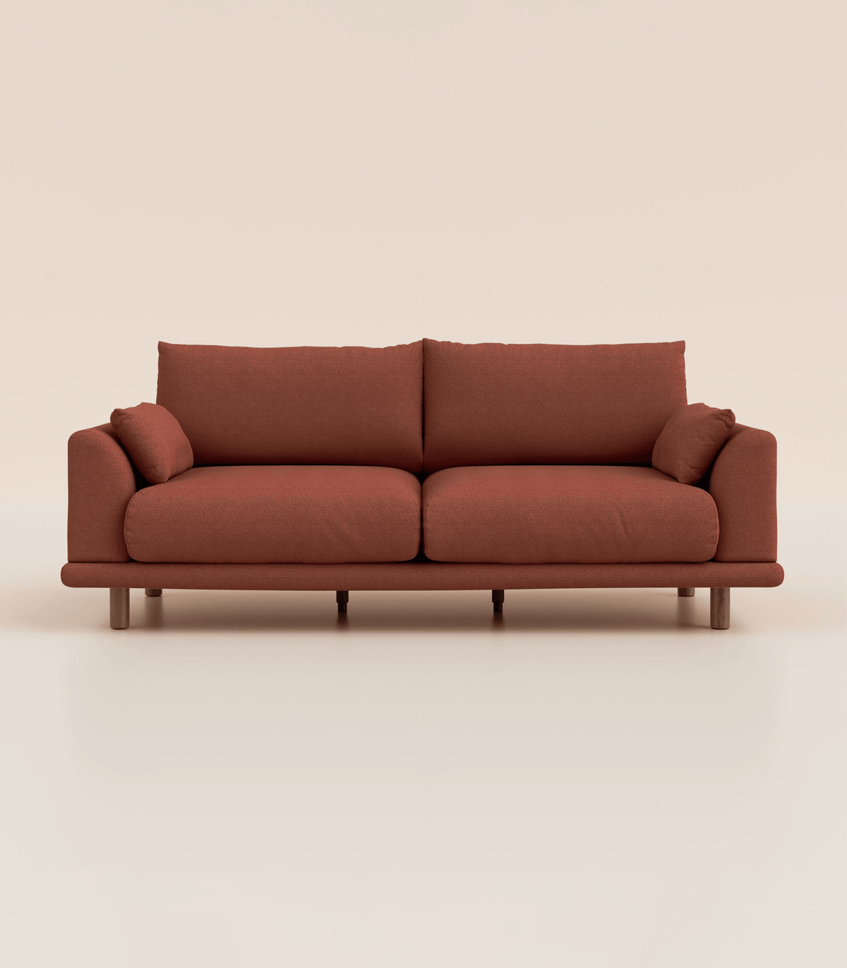 Canapé Terracotta-4 places-Pieds ronds - Bois foncé