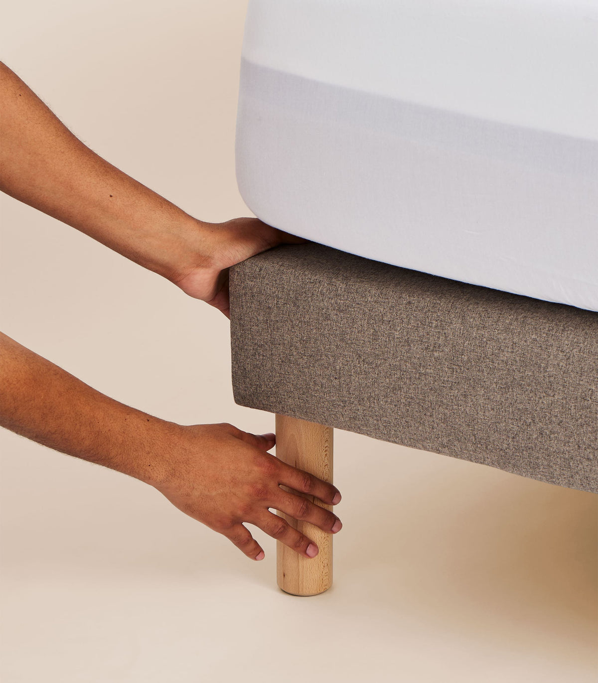 Sommier tapissier - Beige Bleu-Bibloc-Pieds Bleus-Standard