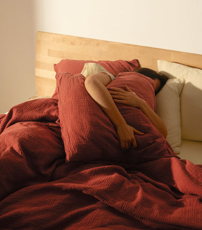 Drap housse en gaze de coton Drap housse en gaze de coton - Orange corail