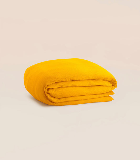 Housse de couette en gaze de coton - Jaune safran