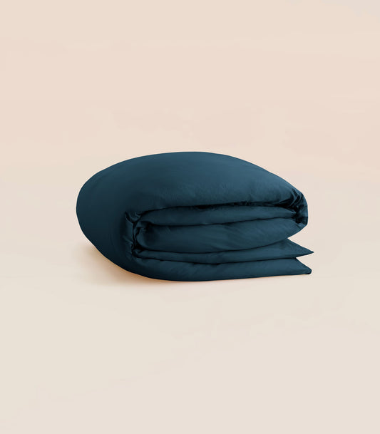 Housse de couette en satin de coton - Bleu Tediber