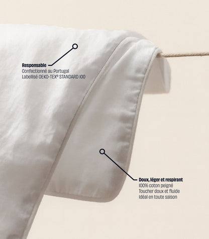 Taies d'oreiller en satin de coton Taies d'oreiller en satin de coton - Blanc grand frais