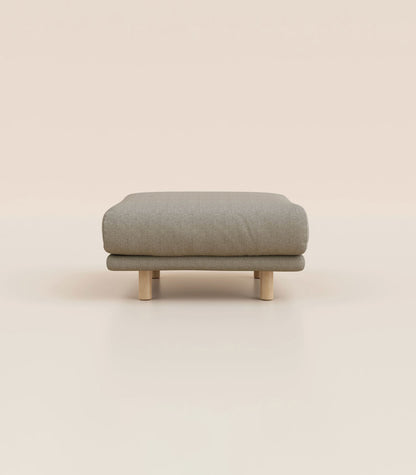 Module d'angle Gris Nuage-Pieds ronds - Bois clair