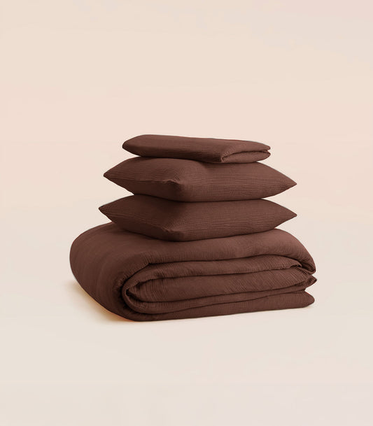 Parure en gaze de coton - Marron moka