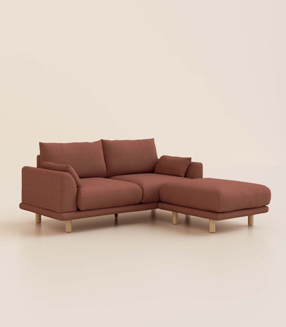 Canapé d'angle Terracotta-3 places-Pieds ronds - Bois clair