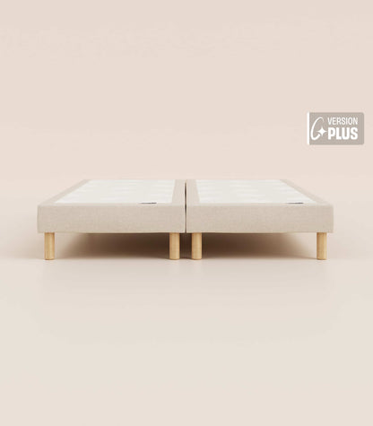 Sommier tapissier Beige-Bibloc-Pieds Hêtre clair-Plus